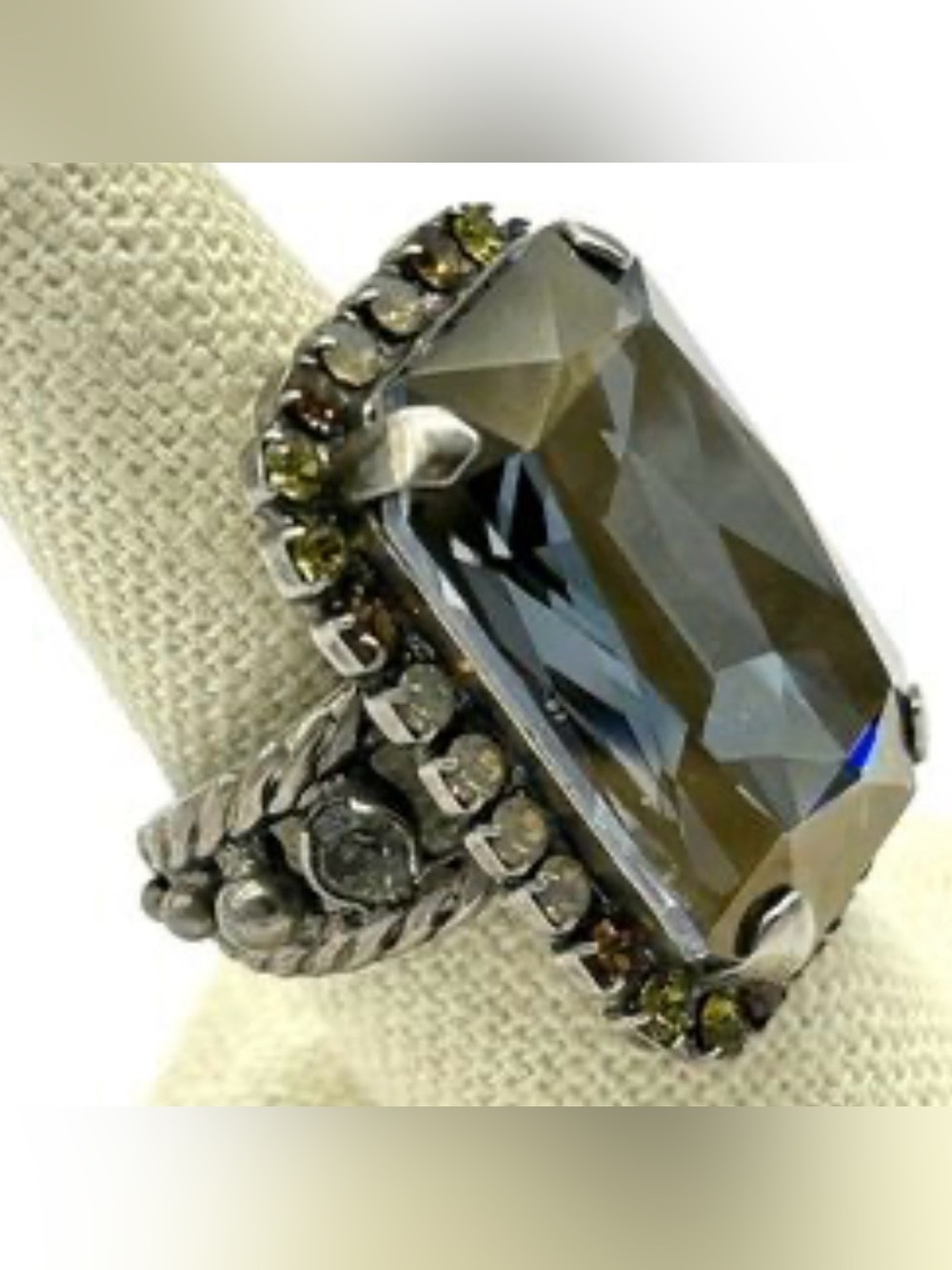 Smoky is Gray/Black Crystal Statement Ring - Women Jewelry